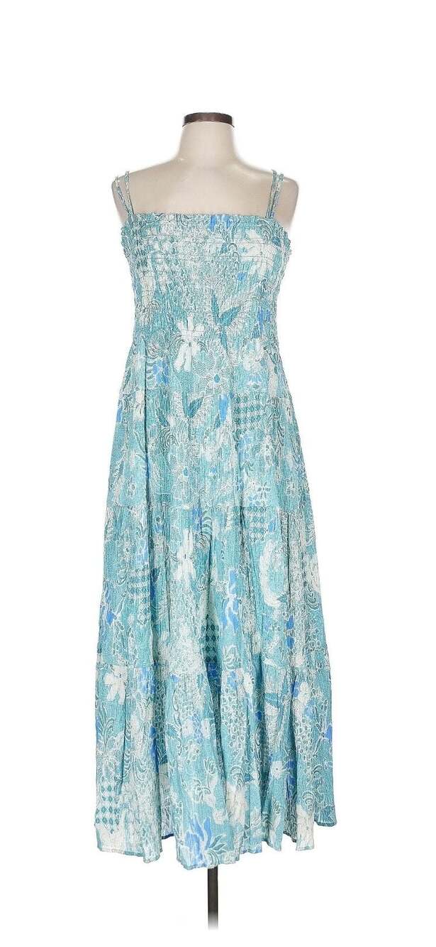 Abercrombie & Fitch Floral Print Smocked Tiered Maxi Dress